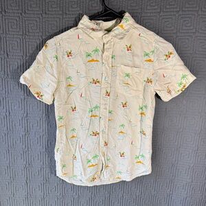 Cat & Jack  Button Shirt Boys Size Medium 8 Hawaiian Floral Short Sleeve